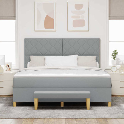 Boxspring bed met hoofdeinde Lichtgrijs 200 x 180 cm Stof