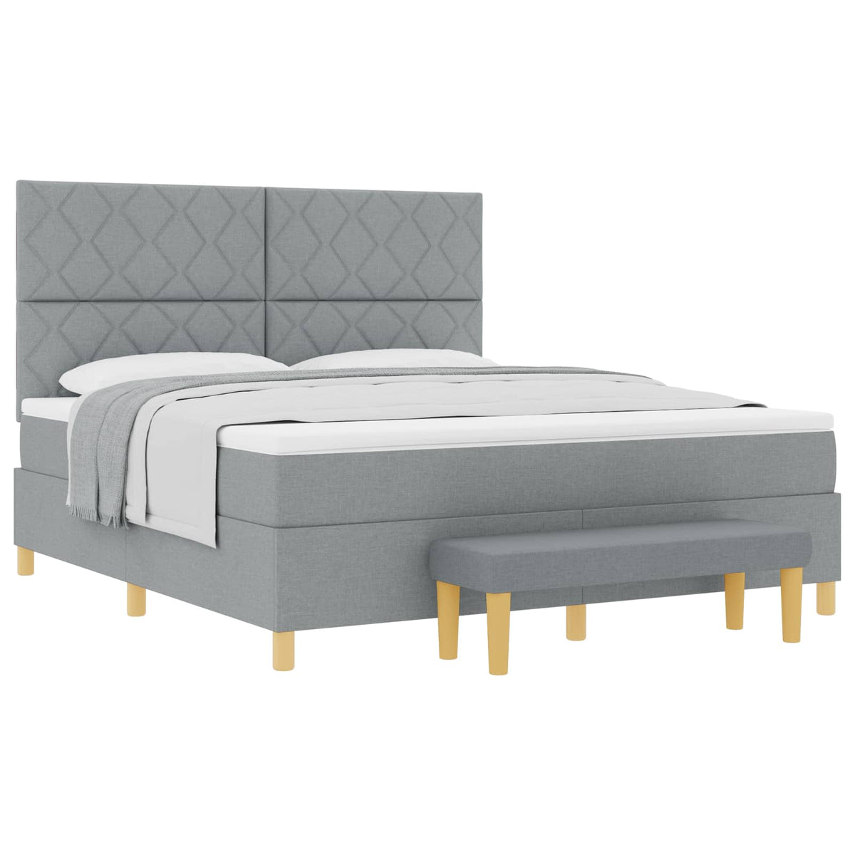 Boxspring bed met hoofdeinde Lichtgrijs 200 x 180 cm Stof