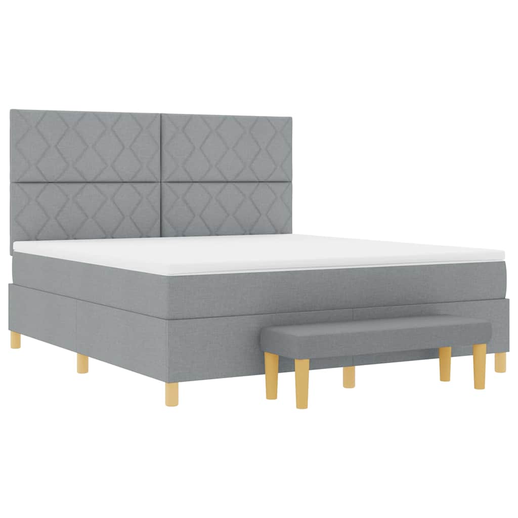 Boxspring bed met hoofdeinde Lichtgrijs 200 x 180 cm Stof