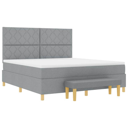 Boxspring bed met hoofdeinde Lichtgrijs 200 x 180 cm Stof