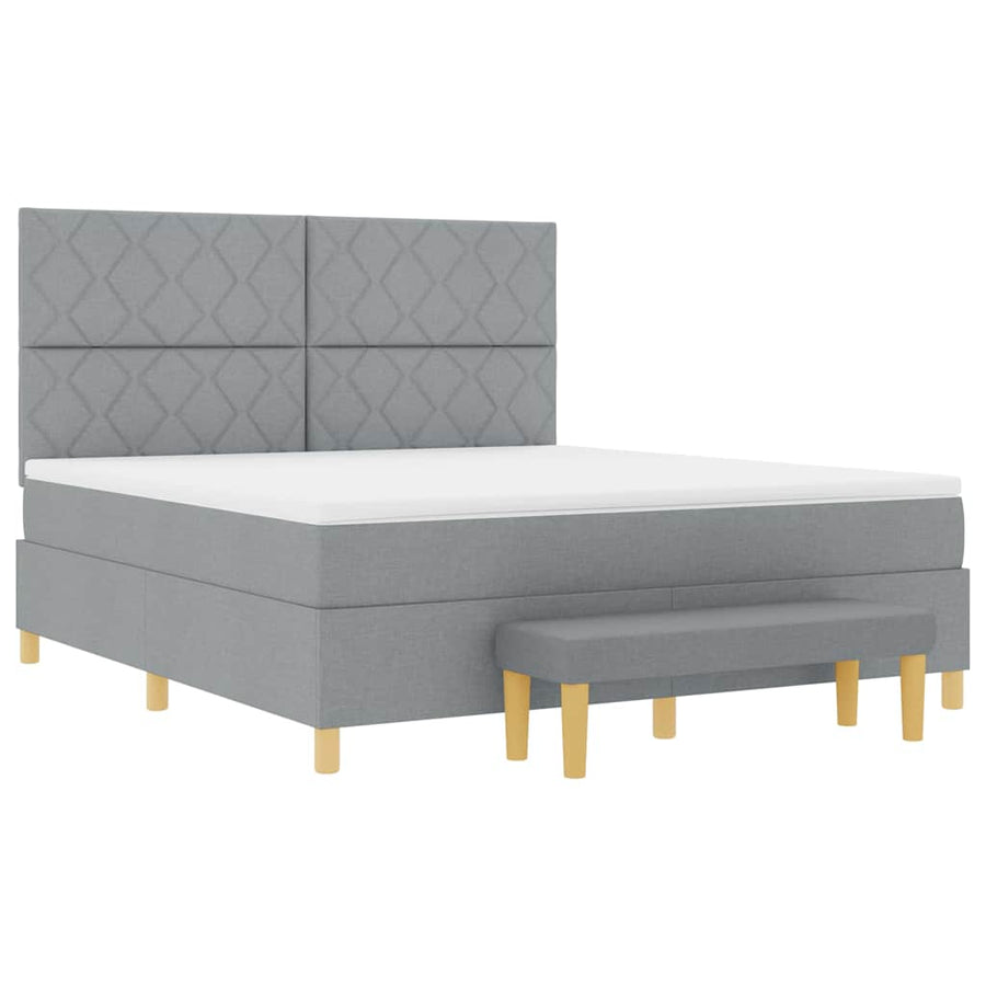 Boxspring bed met hoofdeinde Lichtgrijs 200 x 180 cm Stof