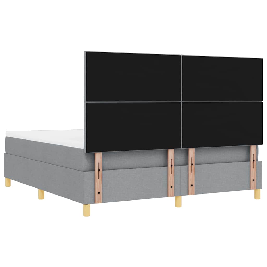 Boxspring bed met hoofdeinde Lichtgrijs 200 x 180 cm Stof