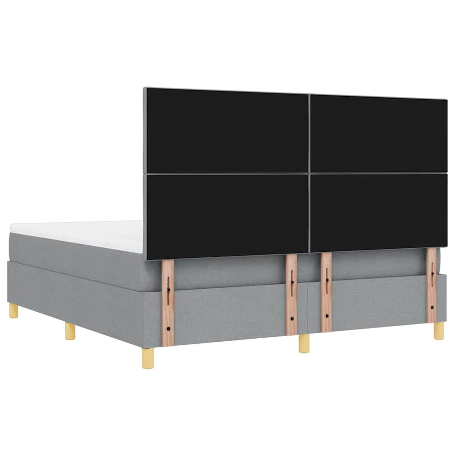 Boxspring bed met hoofdeinde Lichtgrijs 200 x 180 cm Stof