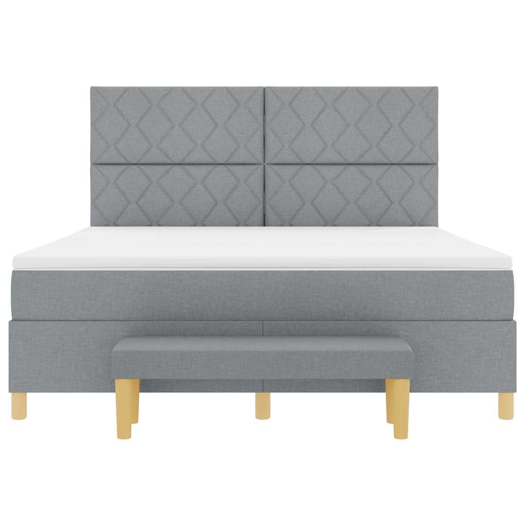 Boxspring bed met hoofdeinde Lichtgrijs 200 x 180 cm Stof