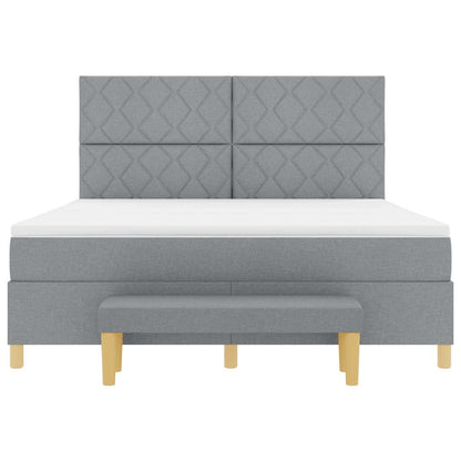 Boxspring bed met hoofdeinde Lichtgrijs 200 x 180 cm Stof
