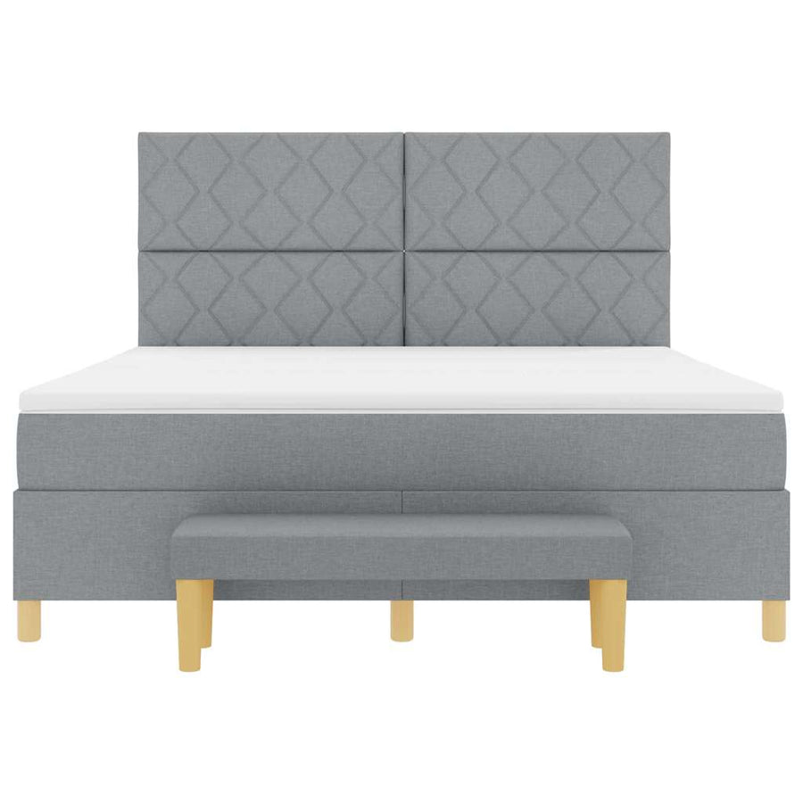 Boxspring bed met hoofdeinde Lichtgrijs 200 x 180 cm Stof