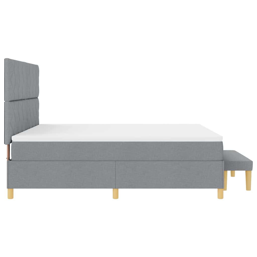 Boxspring bed met hoofdeinde Lichtgrijs 200 x 180 cm Stof