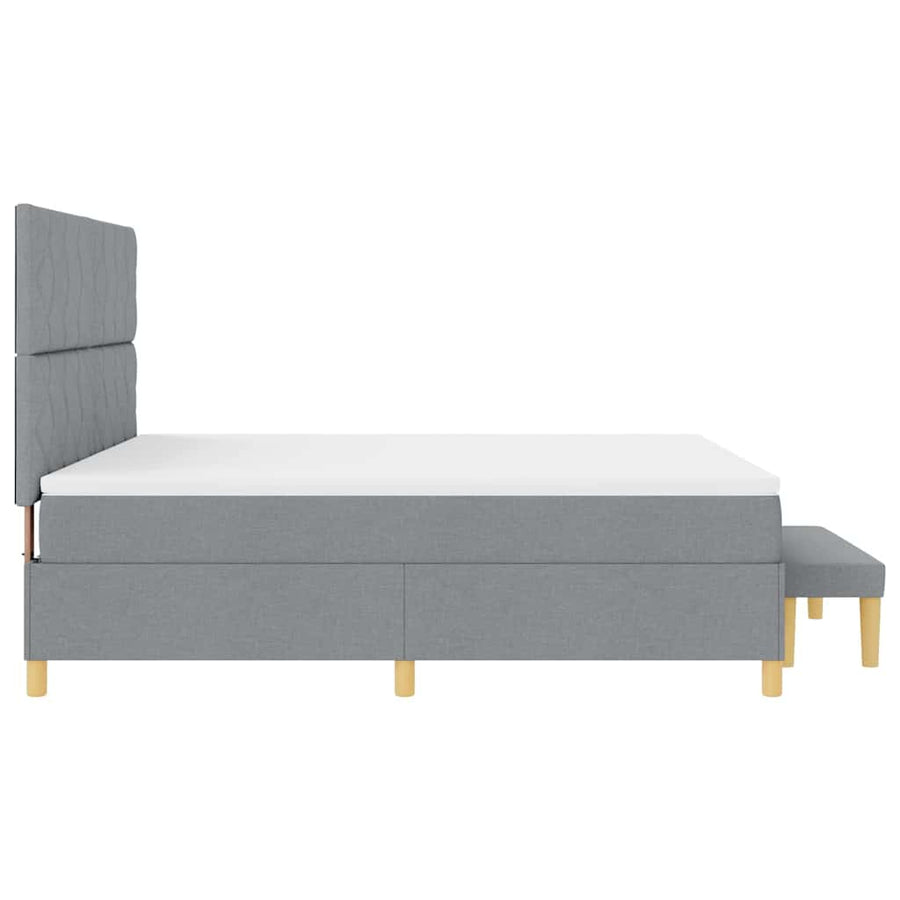 Boxspring bed met hoofdeinde Lichtgrijs 200 x 180 cm Stof