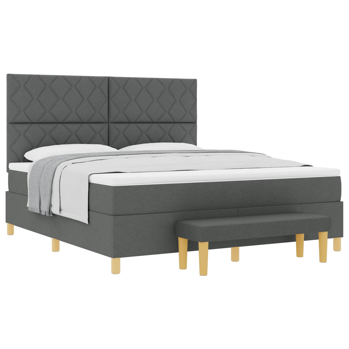 Boxspring bed met kussen Donkergrijs 200 x 180 cm Stof