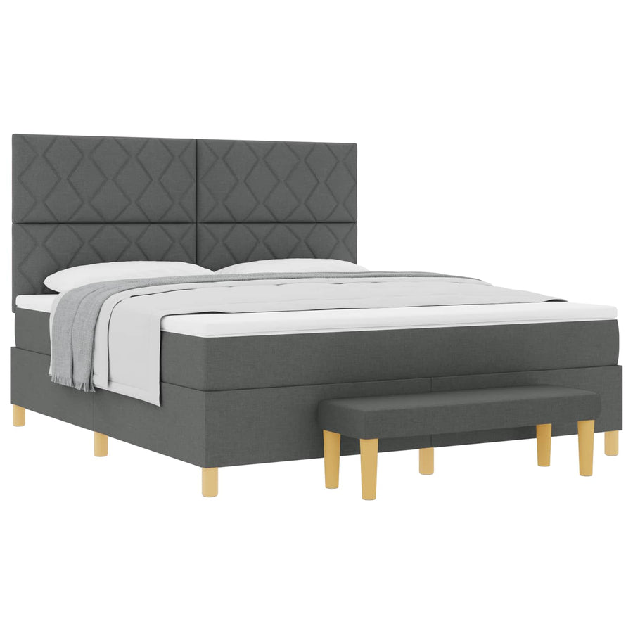Boxspring bed met kussen Donkergrijs 200 x 180 cm Stof
