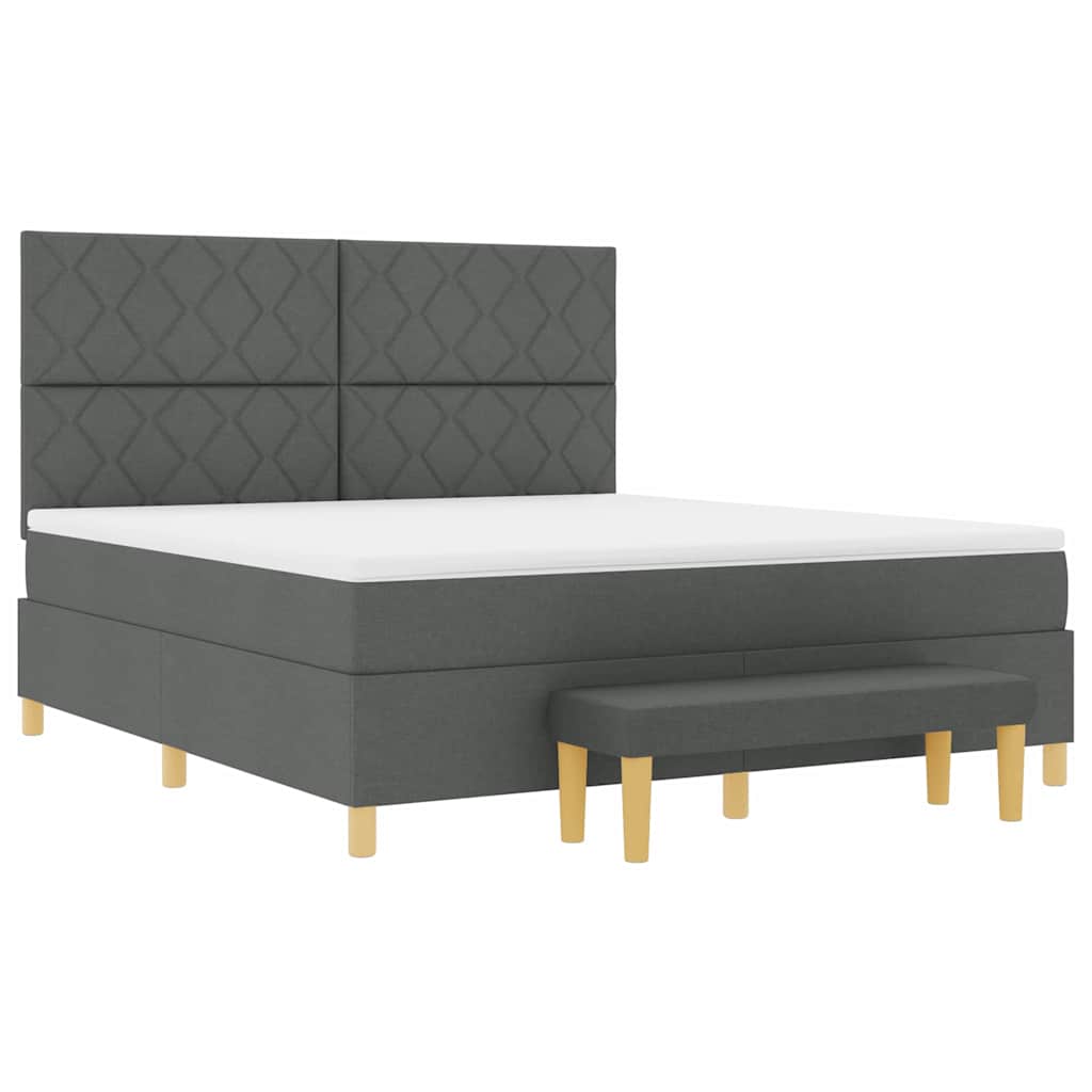 Boxspring bed met kussen Donkergrijs 200 x 180 cm Stof