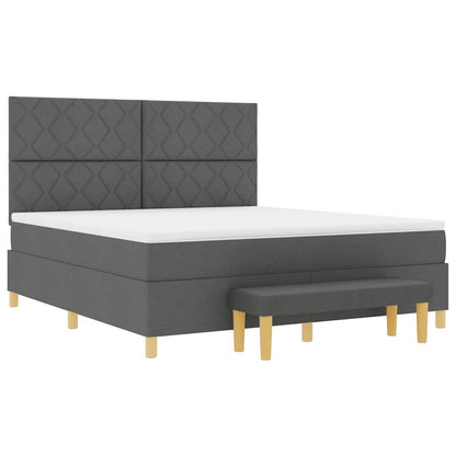 Boxspring bed met kussen Donkergrijs 200 x 180 cm Stof
