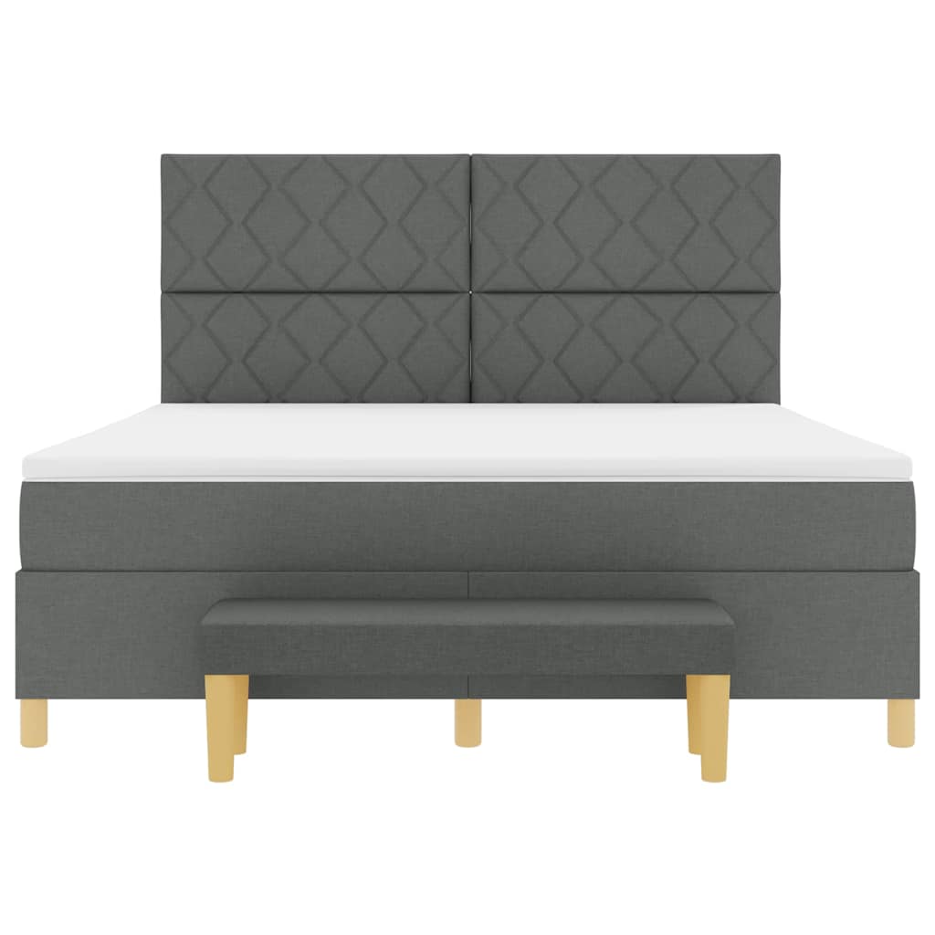 Boxspring bed met kussen Donkergrijs 200 x 180 cm Stof