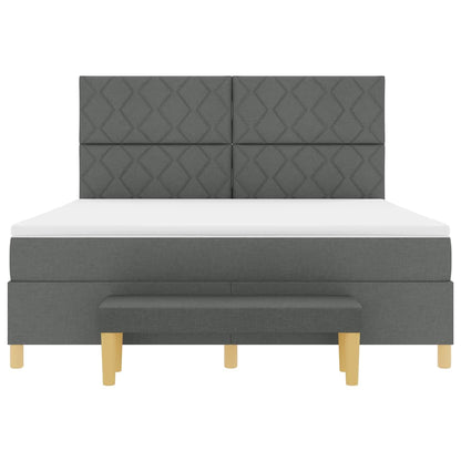 Boxspring bed met kussen Donkergrijs 200 x 180 cm Stof