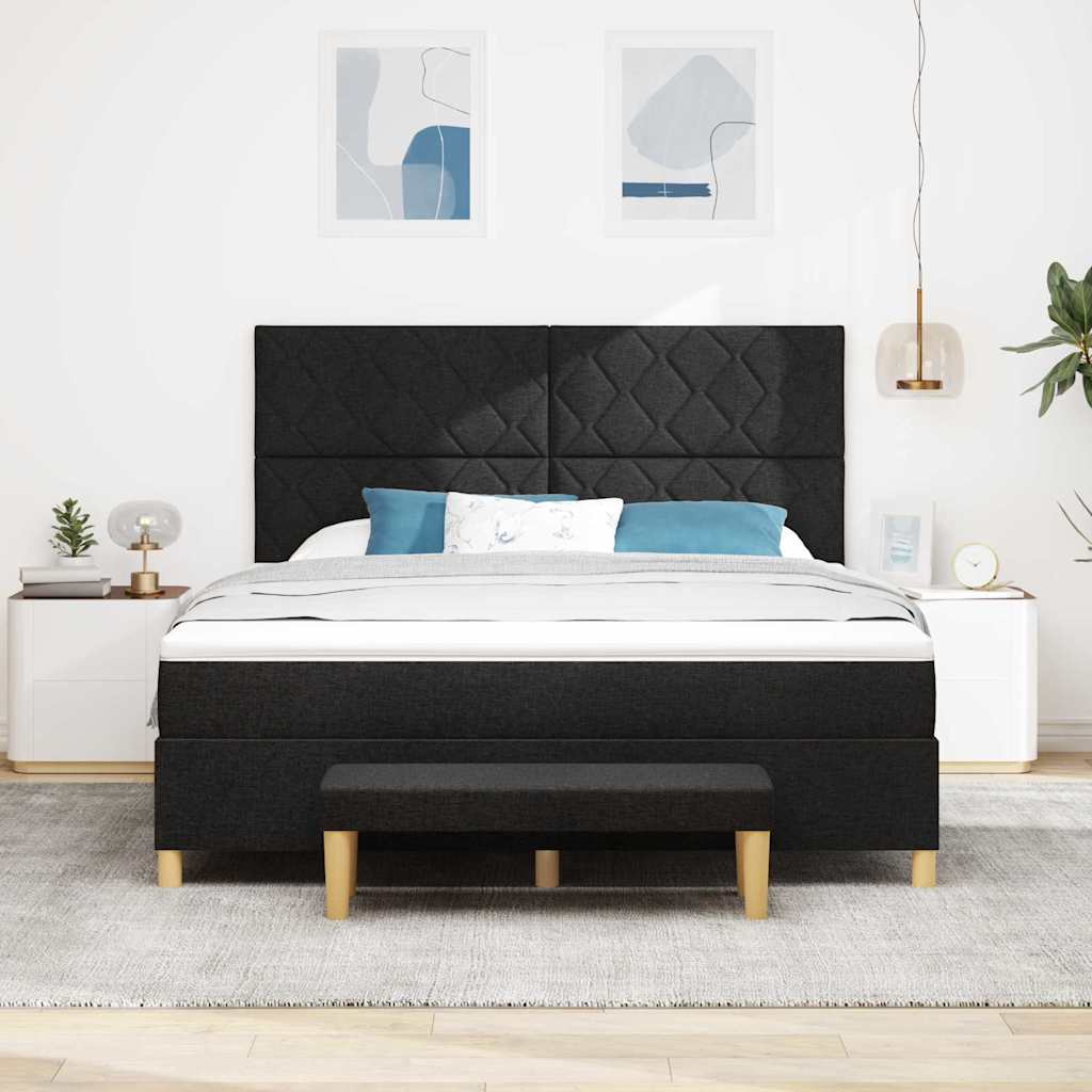 Boxspring bed met hoofdeinde Zwart 200 x 180 cm Stof