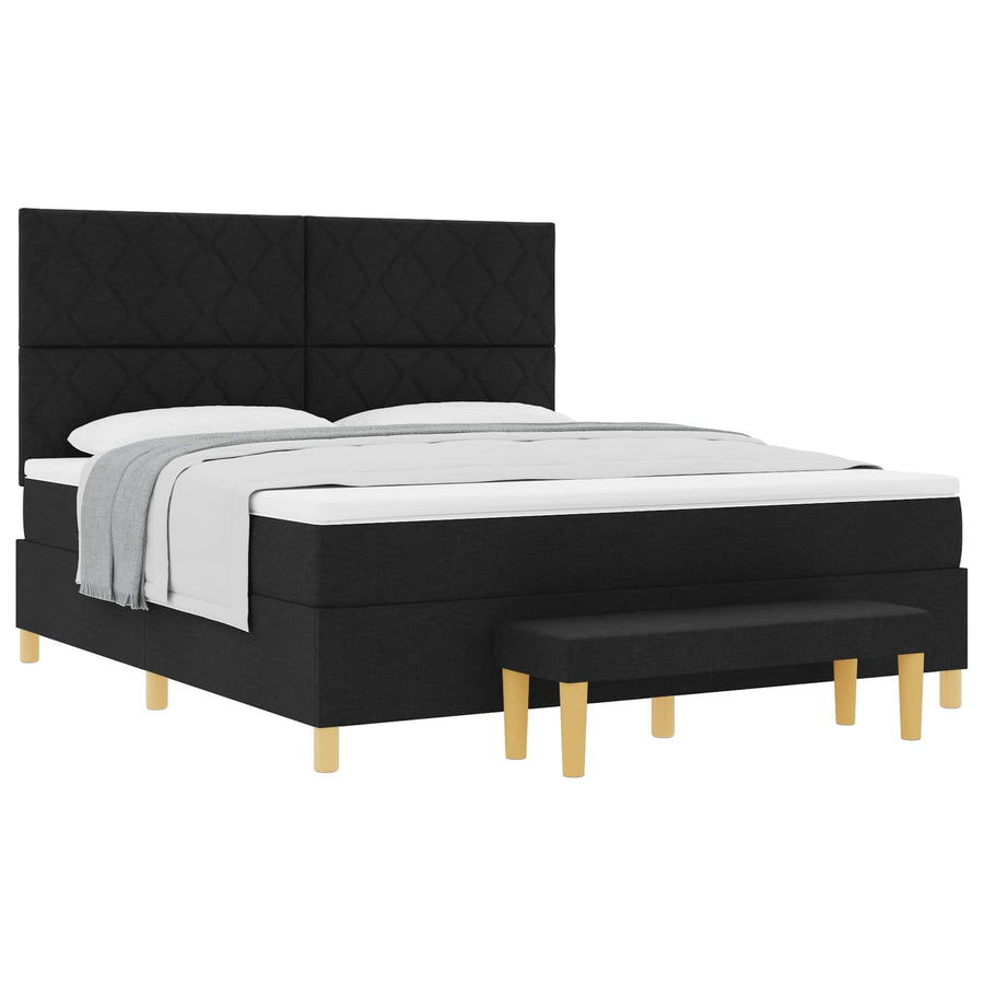 Boxspring bed met hoofdeinde Zwart 200 x 180 cm Stof