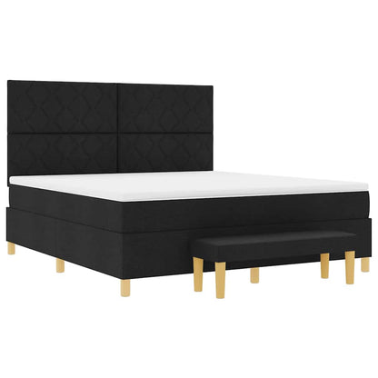 Boxspring bed met hoofdeinde Zwart 200 x 180 cm Stof
