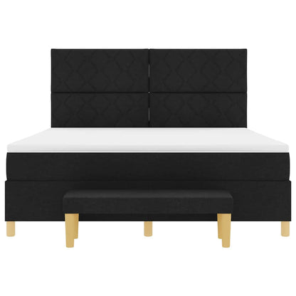 Boxspring bed met hoofdeinde Zwart 200 x 180 cm Stof