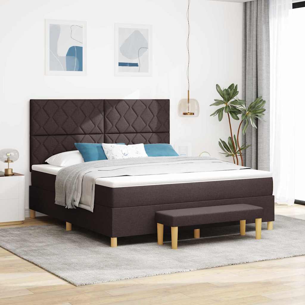 Boxspring bed met hoofdeinde Donkerbruin 200 x 180 cm Stof