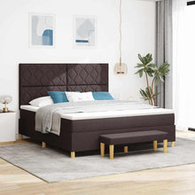 Boxspring bed met hoofdeinde Donkerbruin 200 x 180 cm Stof
