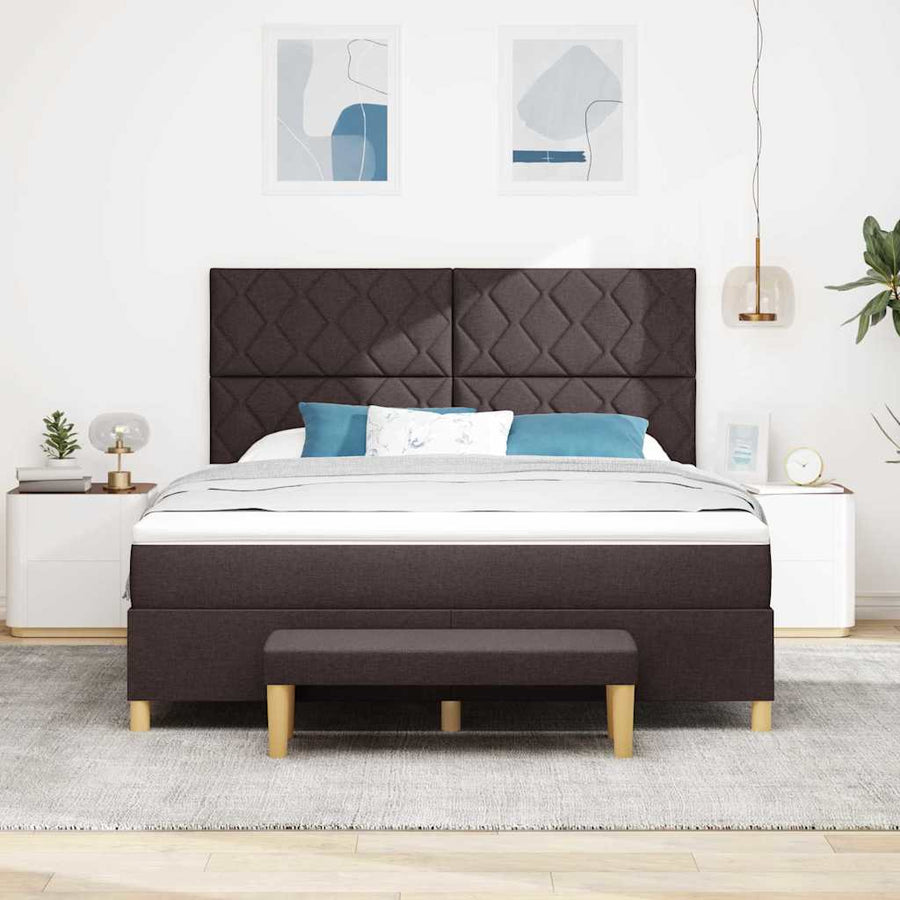 Boxspring bed met hoofdeinde Donkerbruin 200 x 180 cm Stof