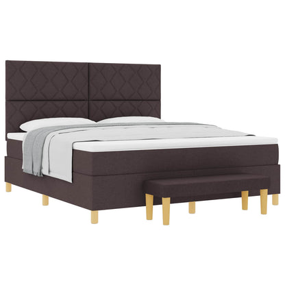 Boxspring bed met hoofdeinde Donkerbruin 200 x 180 cm Stof