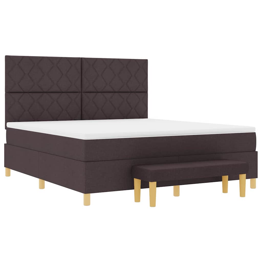 Boxspring bed met hoofdeinde Donkerbruin 200 x 180 cm Stof