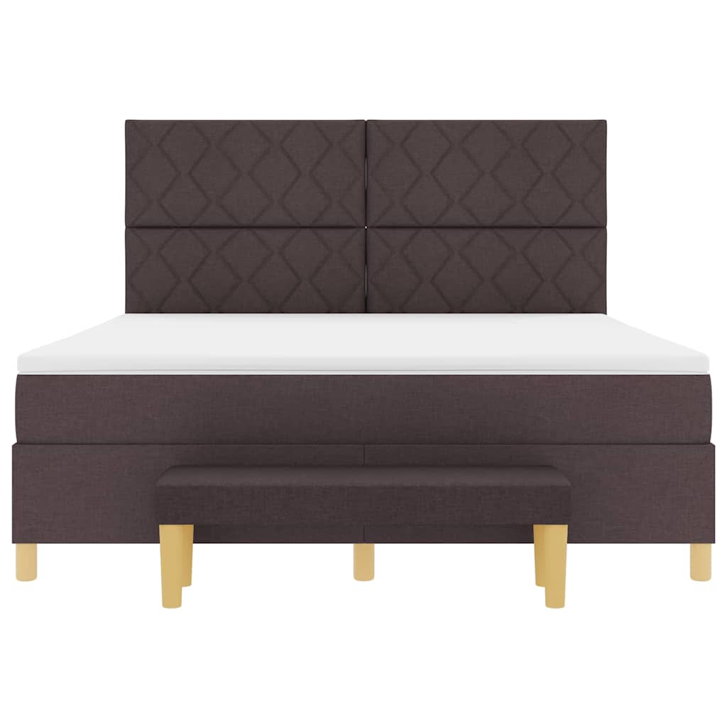 Boxspring bed met hoofdeinde Donkerbruin 200 x 180 cm Stof
