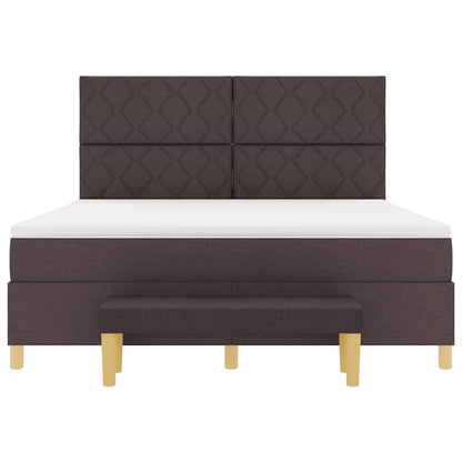 Boxspring bed met hoofdeinde Donkerbruin 200 x 180 cm Stof