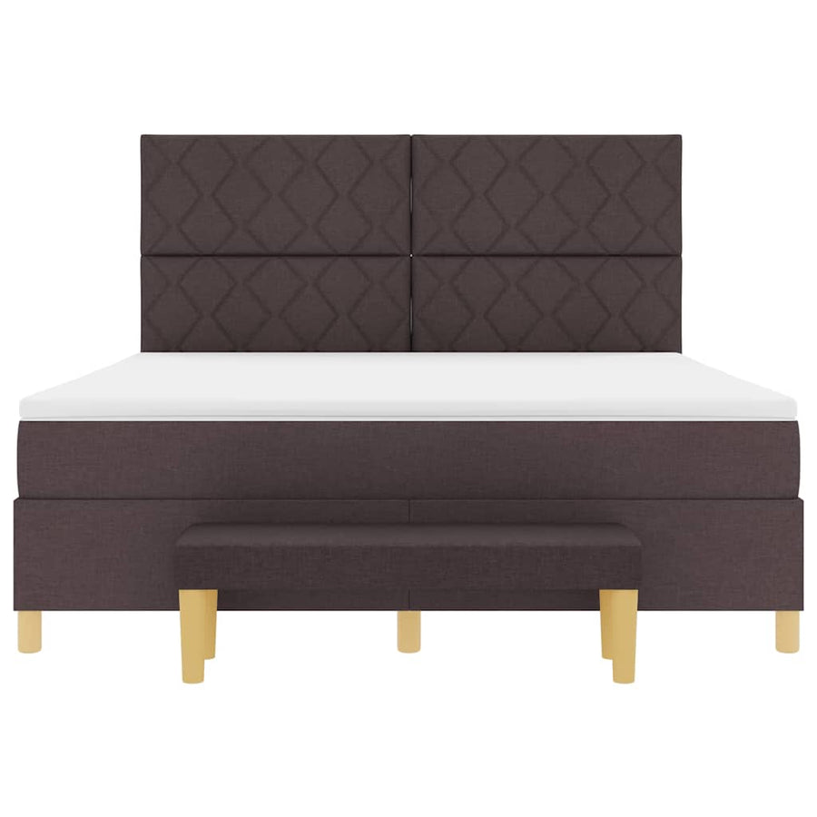 Boxspring bed met hoofdeinde Donkerbruin 200 x 180 cm Stof