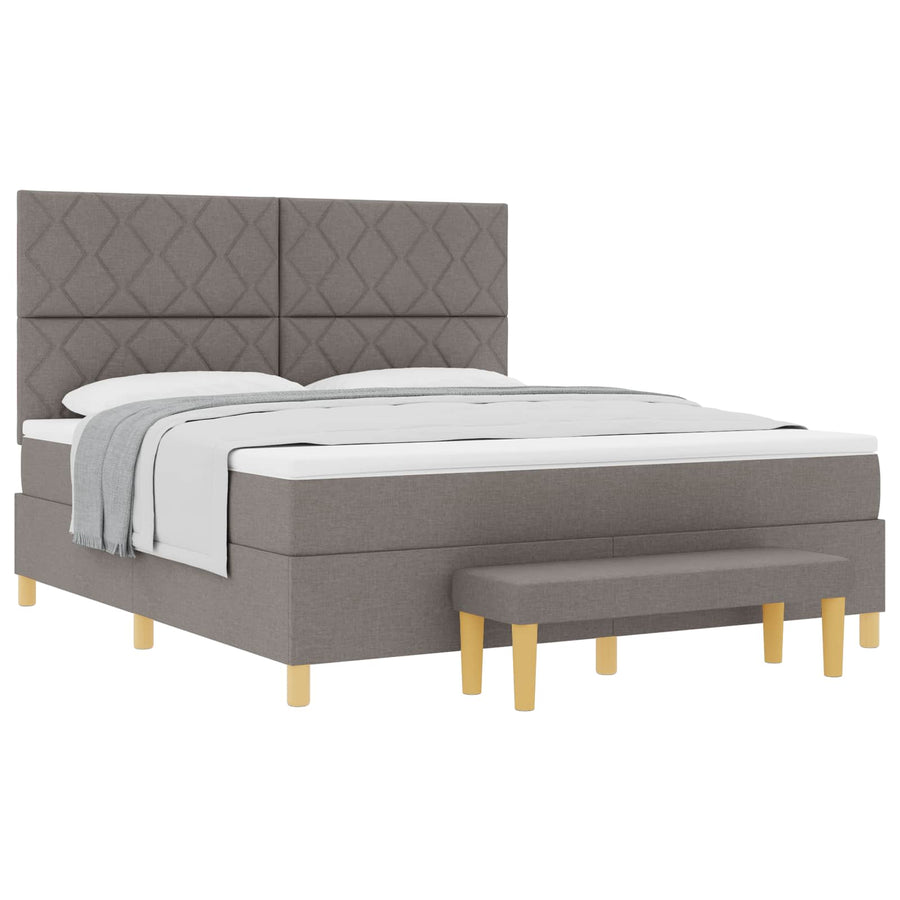 Boxspring bed met hoofdeinde Taupe 180 x 200 cm Stof