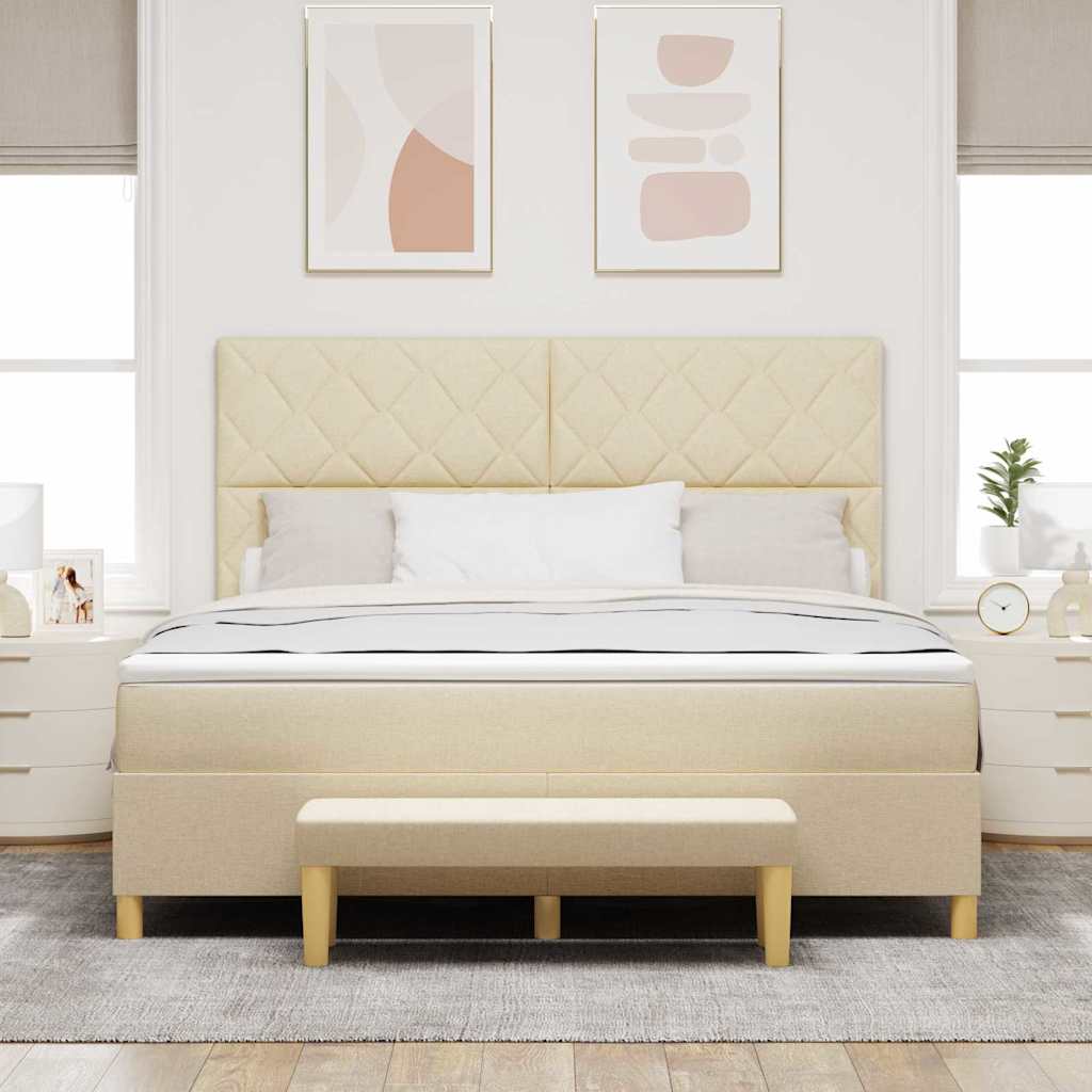 Boxspring bed met kussen met hoofdeinde Crème 200 x 180 cm Stof