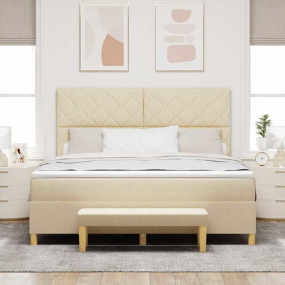 Boxspring bed met kussen met hoofdeinde Crème 200 x 180 cm Stof