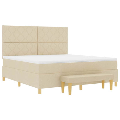Boxspring bed met kussen met hoofdeinde Crème 200 x 180 cm Stof