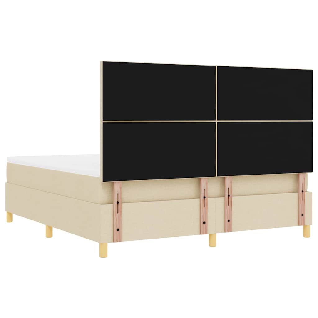 Boxspring bed met kussen met hoofdeinde Crème 200 x 180 cm Stof