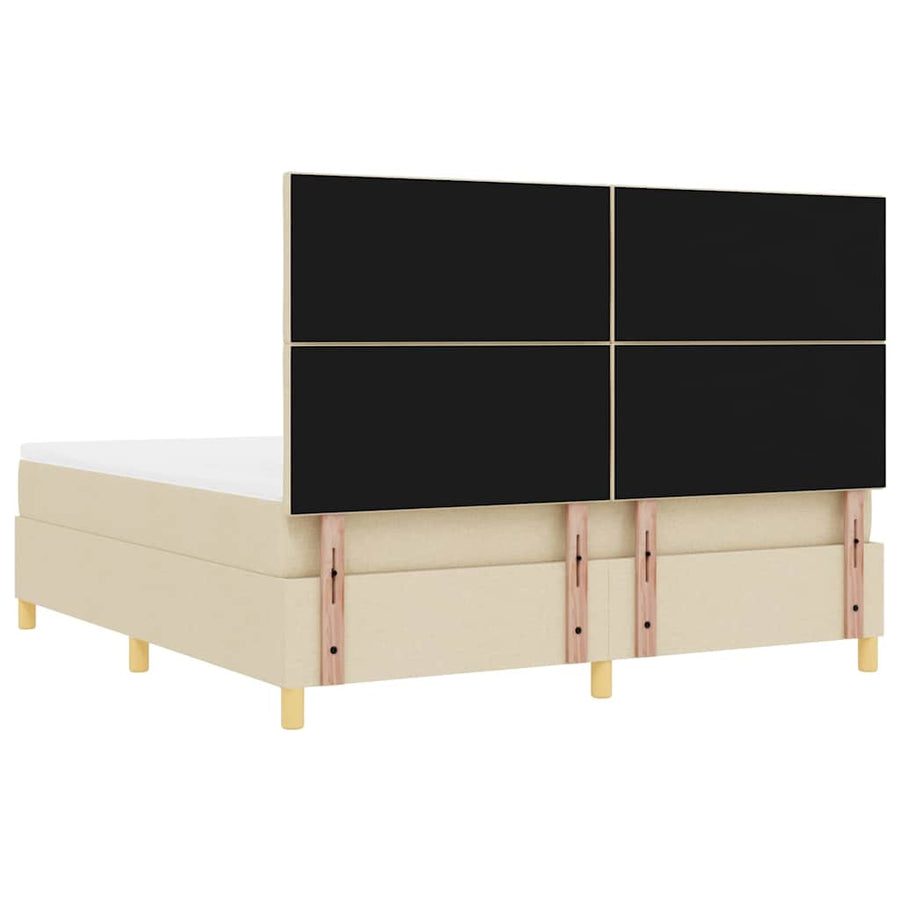Boxspring bed met kussen met hoofdeinde Crème 200 x 180 cm Stof