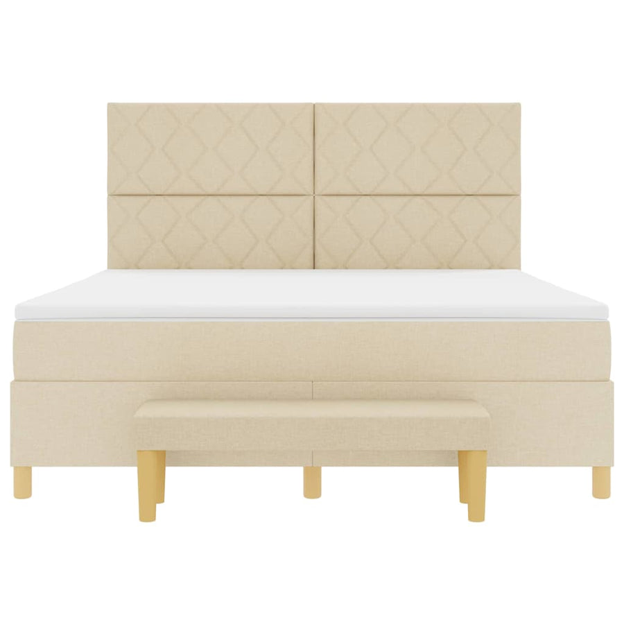 Boxspring bed met kussen met hoofdeinde Crème 200 x 180 cm Stof