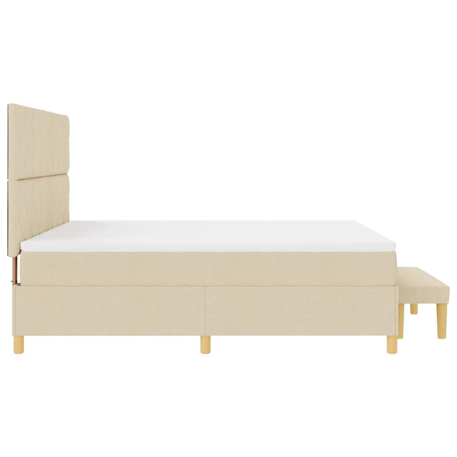Boxspring bed met kussen met hoofdeinde Crème 200 x 180 cm Stof