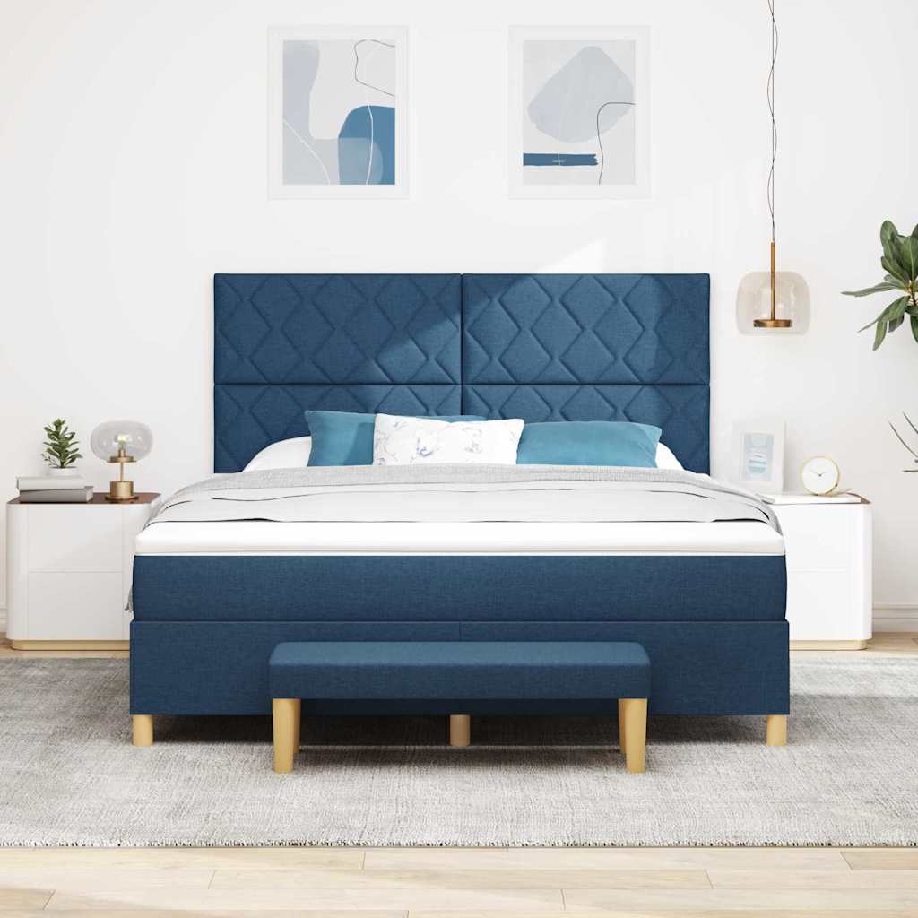 Boxspring bed met hoofdeinde Blauw 200 x 180 cm Stof