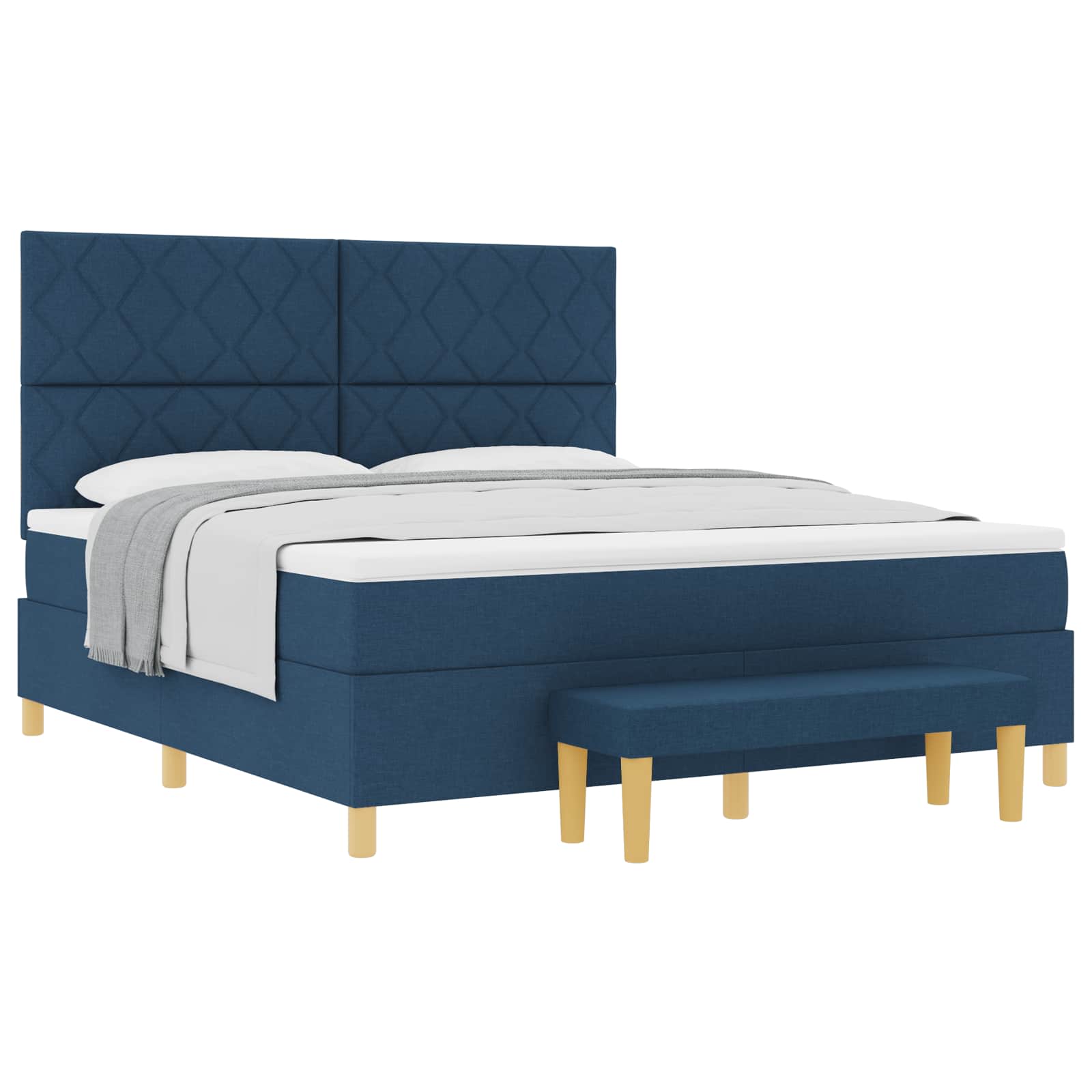 Boxspring bed met hoofdeinde Blauw 200 x 180 cm Stof
