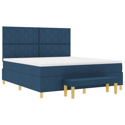 Boxspring bed met hoofdeinde Blauw 200 x 180 cm Stof