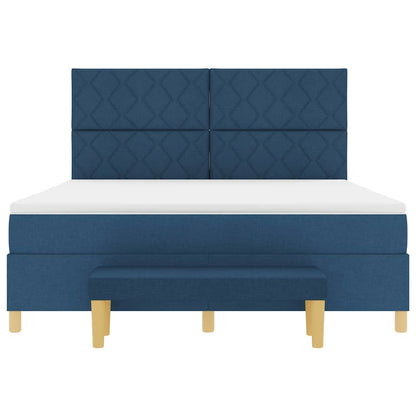 Boxspring bed met hoofdeinde Blauw 200 x 180 cm Stof