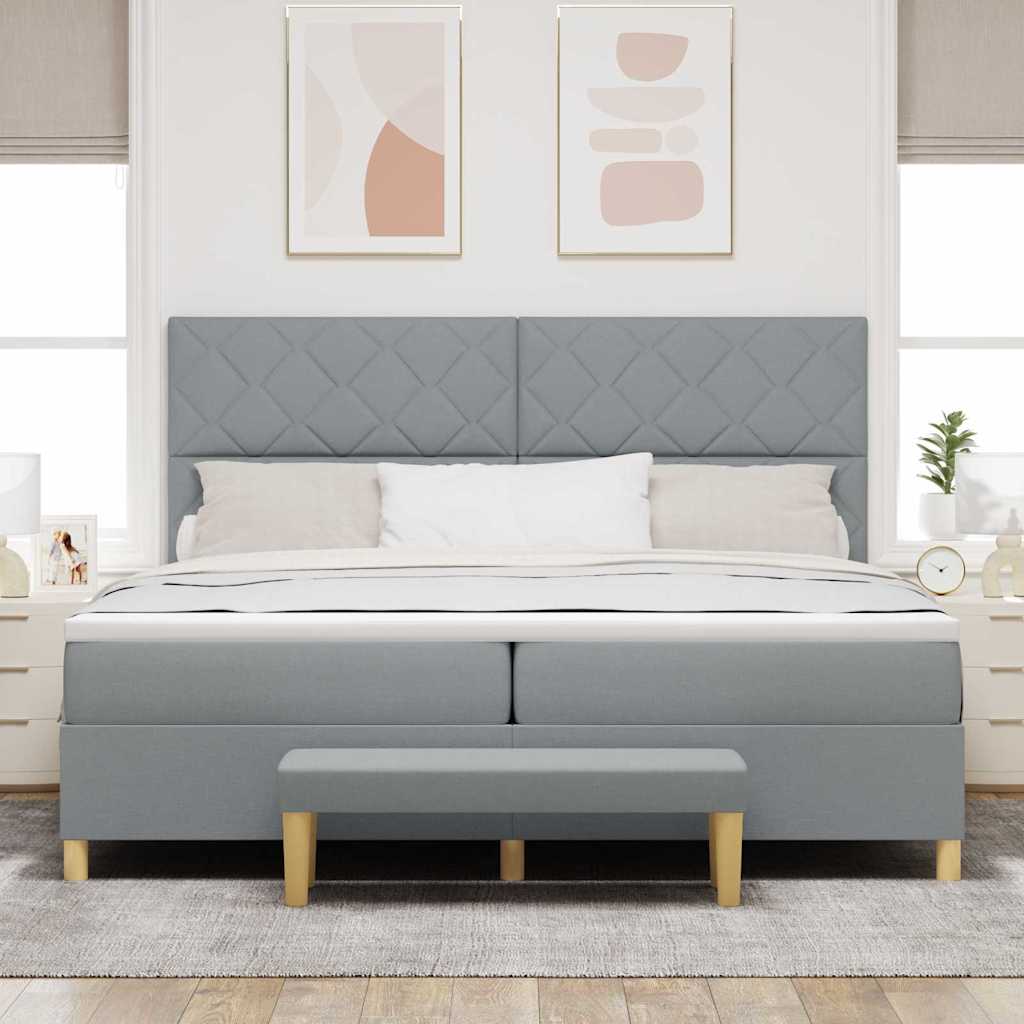 Boxspring bed met matras Lichtgrijs 200 x 200 cm Stof