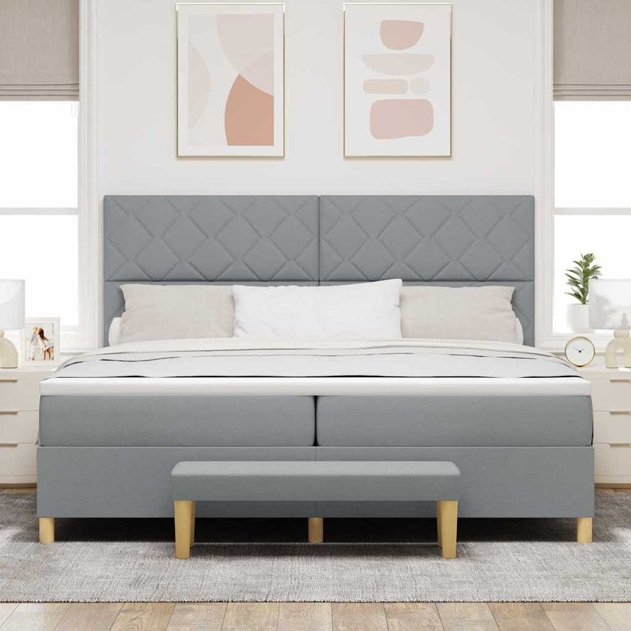 Boxspring bed met matras Lichtgrijs 200 x 200 cm Stof