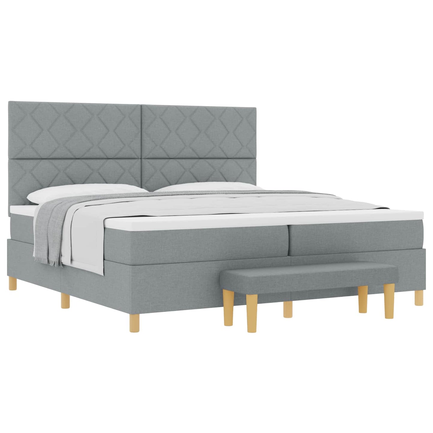 Boxspring bed met matras Lichtgrijs 200 x 200 cm Stof