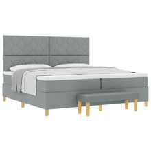 Boxspring bed met matras Lichtgrijs 200 x 200 cm Stof