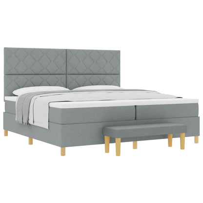 Boxspring bed met matras Lichtgrijs 200 x 200 cm Stof