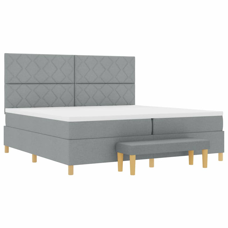 Boxspring bed met matras Lichtgrijs 200 x 200 cm Stof