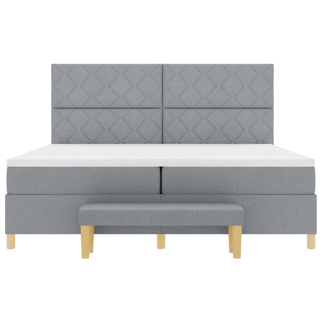 Boxspring bed met matras Lichtgrijs 200 x 200 cm Stof