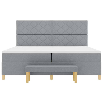 Boxspring bed met matras Lichtgrijs 200 x 200 cm Stof